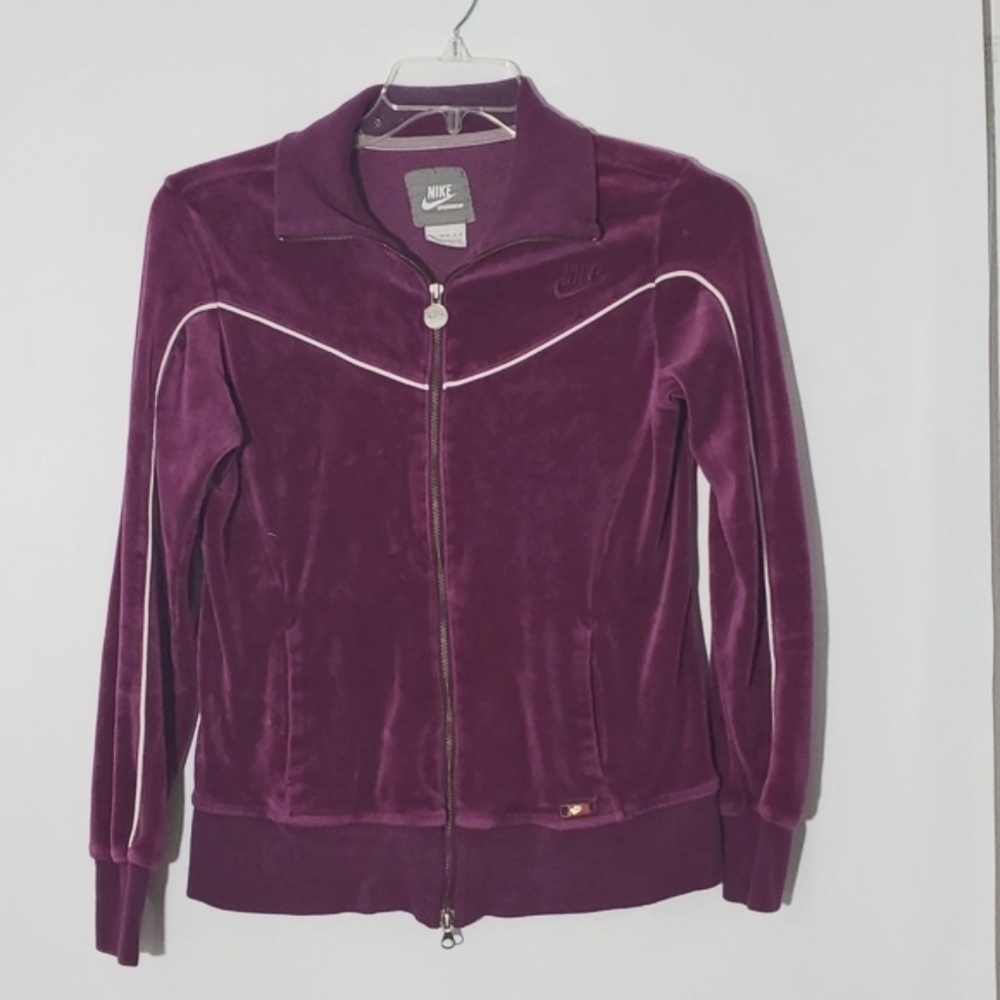 NIKE Velour Track Jacket Velour Zip Medium Vintage